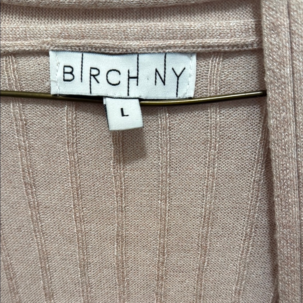 Tan Open Front Ribbed Cardigan - Picture 2 of 3